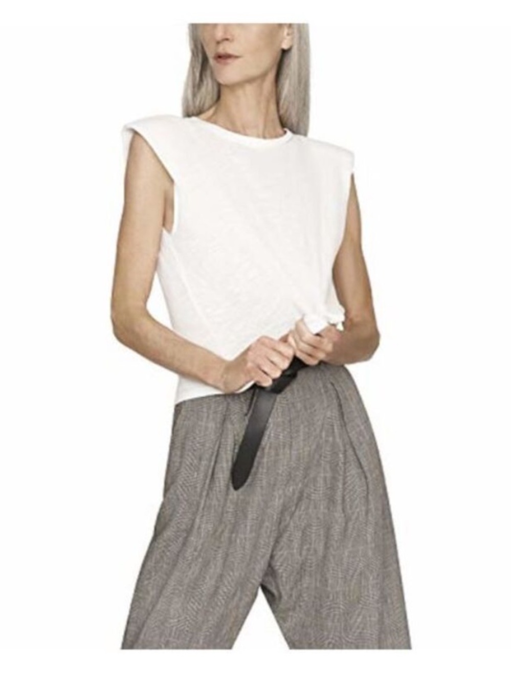 B NEW YORK White Sleeveless Round Neck Tank Top